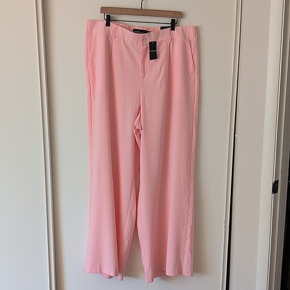torrid Pants - Torrid Womens 18 Studio Stretch Crepe Trousers Pants Pink Wide Leg Casual Office